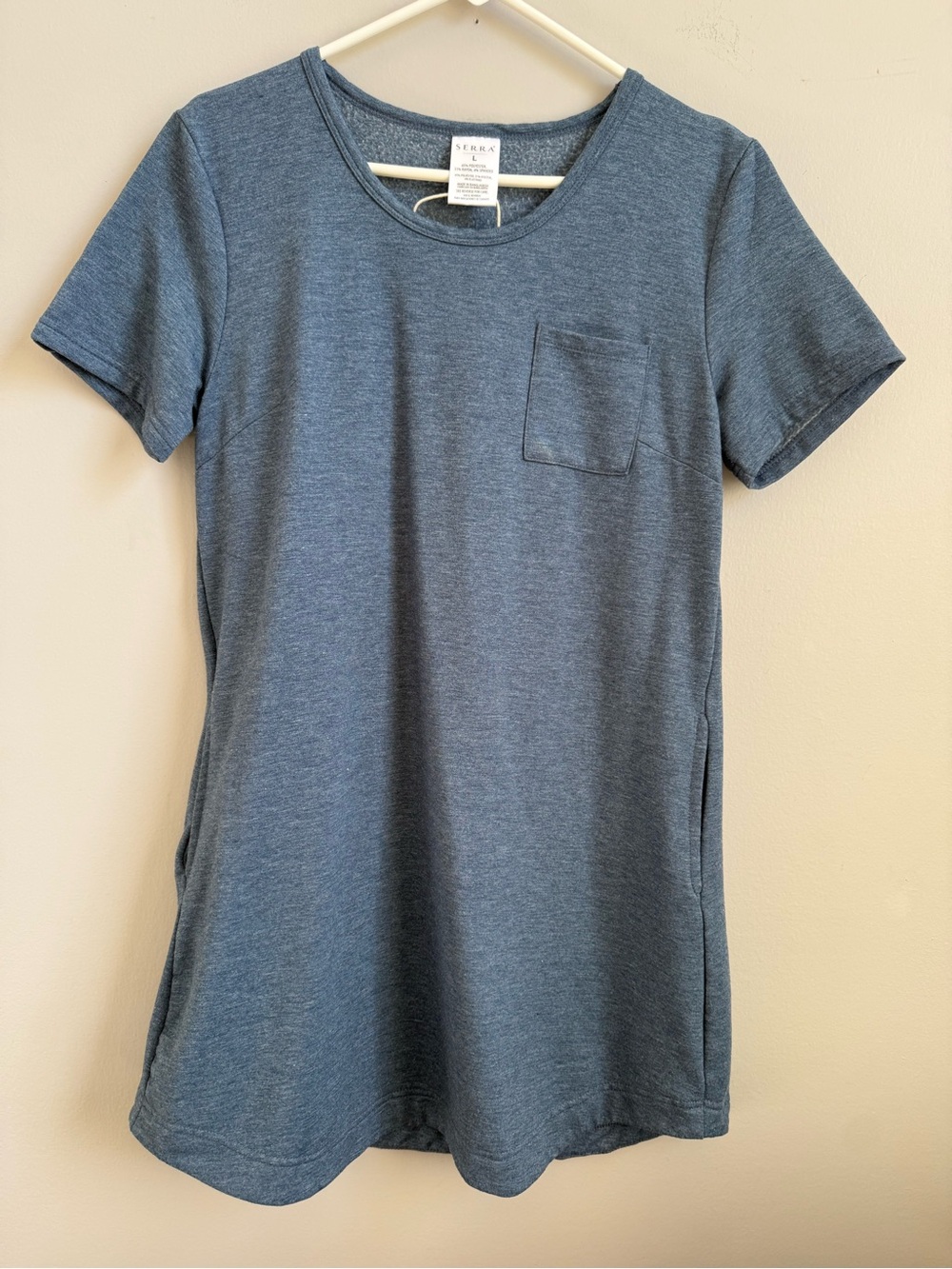 Serra Heathered Blue Short Sleeve Pocket T-Shirt Dress